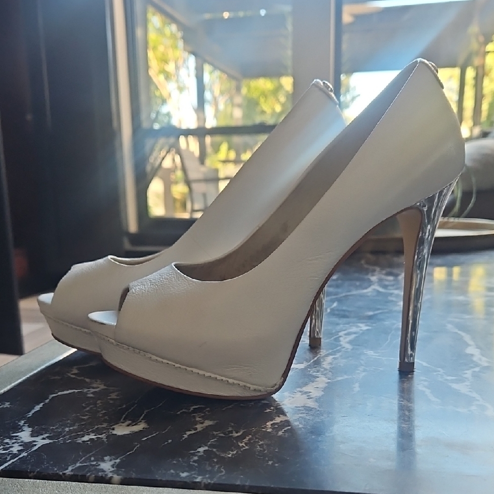 Elegant White Peep-Toe Heels
